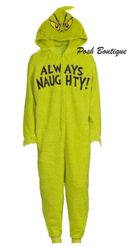 Costume Grinch Union pyjama une pièce costume hommes femmes S M L XL 2XL Noël neuf avec étiquettes - Photo 1/6