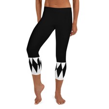 Black Fighter Capri Leggings Womens Stretchy Pants Cosplay Costume Activewear