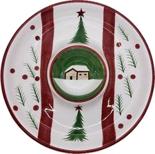 Vintage The Cellar LOG CABIN CHRISTMAS Chip Fruit Veggie Platter Macy’s 2001