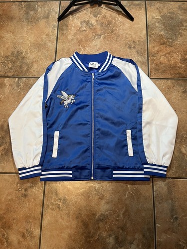 Lola & The Boys Bomber Versity Jacket Embroidered Floral Unicon Zip Size 12 - Picture 3 of 6