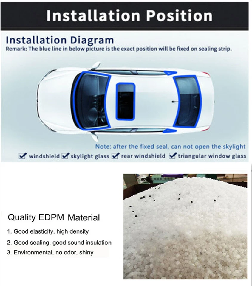 Parabrisas de coche 5M 20mm a prueba de sol sellado triangular tira de goma moldura universal Foto 4 de 4