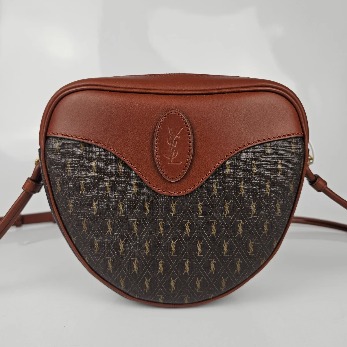 Saint Laurent Le Monogram Coeur Chocolate Shoulder Bag New