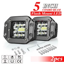 2X 5"Flush Mount LED Cube Pods Light Backup Reverse Front Rear Bumper Fog Lights