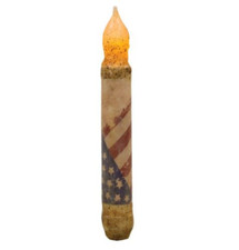 6" Burnt Ivory Vintage Flag TIMER Taper Candle