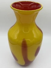Modern Art Glass Red and Yellow Cased Glass Vase 1980s