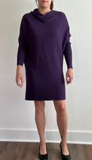 Halston Deep Purple Sweater Dress Size M Dolman Sleeve EUC