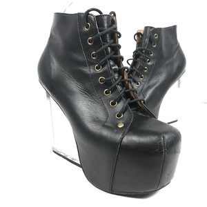 black ankle boots with clear heel