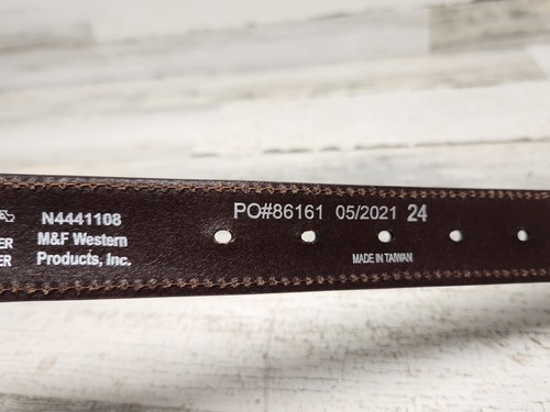 Nocona Western Girls Belt Youth Leather Weave Beaded Inlay Brown Size 24 Buckle - Picture 7 of 8