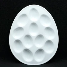 Cordon Bleu Brand White Porcelain DEVILED EGG PLATE Platter - Holds 12 Eggs