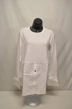 NWT ME + EM Classic Stretch Jersey Mixed-Media White Layering Shirt Size 4