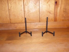 2pc Ceramic art tile plate coaster stand display holder heavy duty black metal