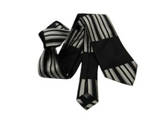 Black and Grey Silk Placed Particular Pattern Tie