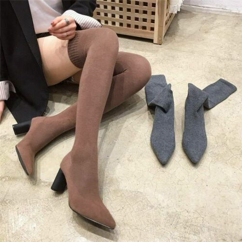 Bottes Hautes Zara Trafaluc Au-dessus Du Genou Talon Bas - Taille 40 Noires - Occasion