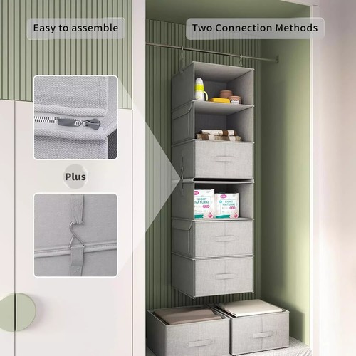 Vailando 6-Regal Hängeschrank Organizer, 2 trennbar 3-Regal Hängeregale - Bild 6 von 11