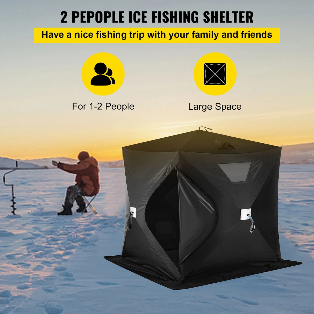 2-person Ice Fishing Shelter Tent Portable Pop Up House Outdoor Fish  Equipment