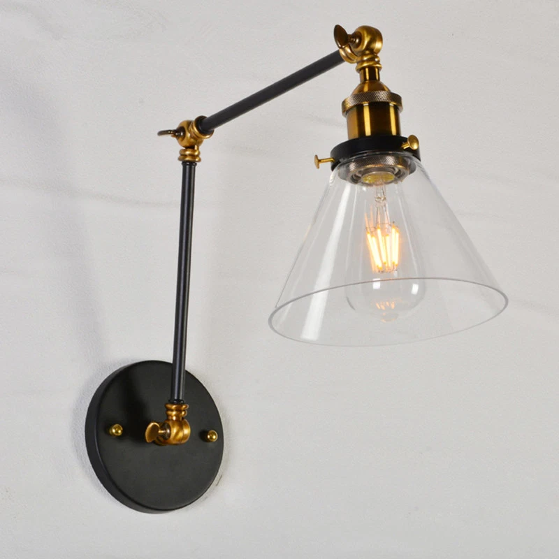 Swing Arm Wall Lights Kitchen Wall Lamp Bedroom Glass Wall Sconce Home Lighting - Image 4 of 4