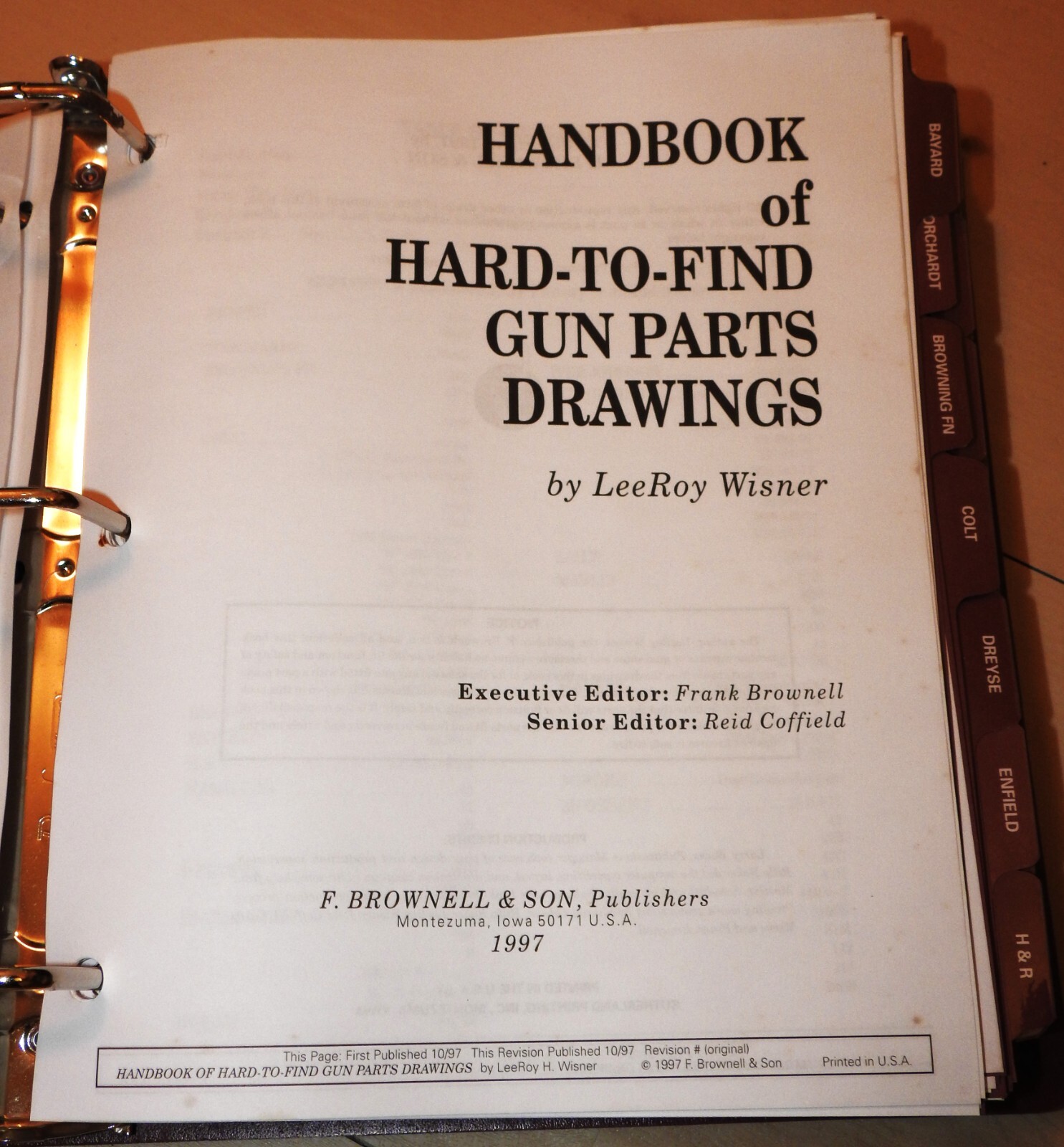 LeeRoy Wisner's Handbook of HardtoFind Gun Parts Drawings 1st print