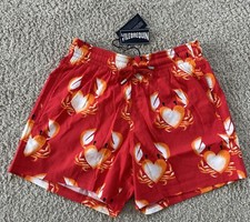 NWT 100 AUTHENTIC VILEBREQUIN Swim Trunks MOORISE- 2XL - RED - MEN - XXL