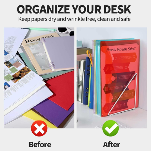 LEOBRO Plastic File Folders for Documents, 6 PCS Plastic Envelopes, Clear - Picture 3 of 12