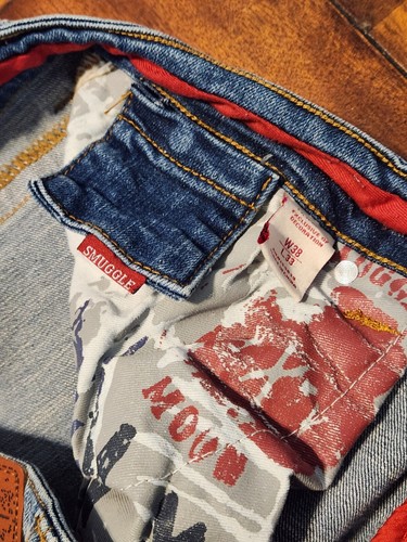 NWT Smugglers Moon Strapped Up Cargo Distressed Button Fly Jeans Size 38x33 - Picture 11 of 13