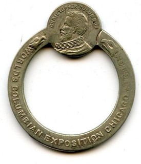 1893 World's Columbian Expo Columbian Souvenir Key Ring STND 945