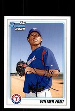 Signed Baseball Card Auto Wilmer Font 2010 Bowman #BP87 Texas Rangers