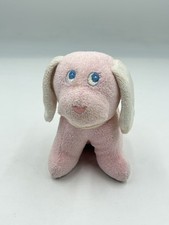 Vintage Kids Gift Pastel Pink Puppy Dog Rattle Terry Cloth Stuffed Plush 6" Eden