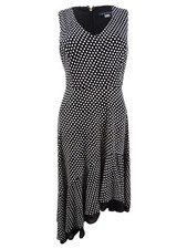 Tommy Hilfiger Women's Dot Asymmetrical Dress (4, Black/Ivory) 192114591502