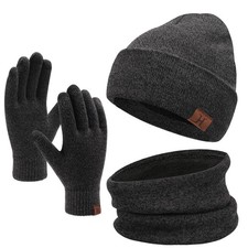 Winter Beanie Hat Scarf Touchscreen Gloves Set for Men and Women, Beanie Glov...