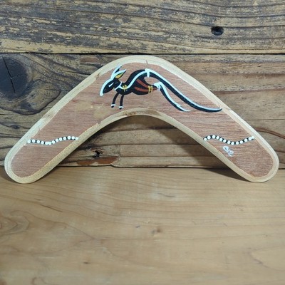 Australian Handcrafted Boomerang Dreamtime Art Kangaroo Signed