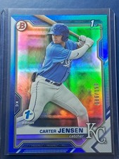 CARTER JENSEN Royals 2021 Bowman Draft 1st Edition BLUE FOIL card 086/150