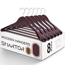 SMARTOR Suit Hangers for Men 8 Pack, Wide Shoulder Wooden 8 Cherry 