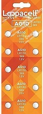 10 AG10 LR1130 LR1131 389A 389 Loopacel 1.5 Volt Alkaline Button Cell Battery