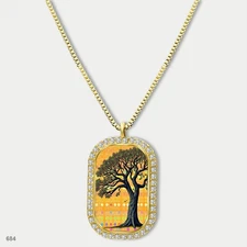 New Colorful Tree of Life Pendant Necklace Chain Image Dog Tag Chain Gift Design