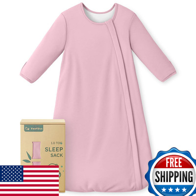 Yoofoss Bamboo Baby Sleep Sack 6-12M 1.0 Tog Long Sleeve Wearable Blanket Pink