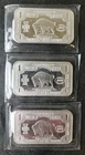 Lot of Three 1oz Silver Bison Bars in Plastics