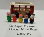 Vintage Fisher Price Play Family Mini Bus Complete with 5 Figures Excellent #A