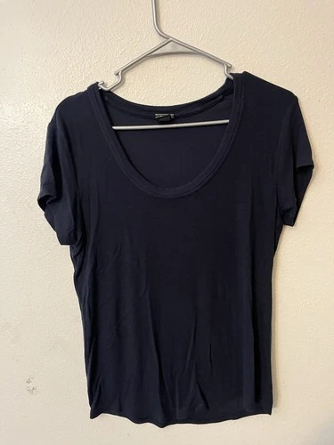 Magaschoni Women Navy Medium Scoop Neck Short Sleeve Pima Cotton Modal T-Shirt