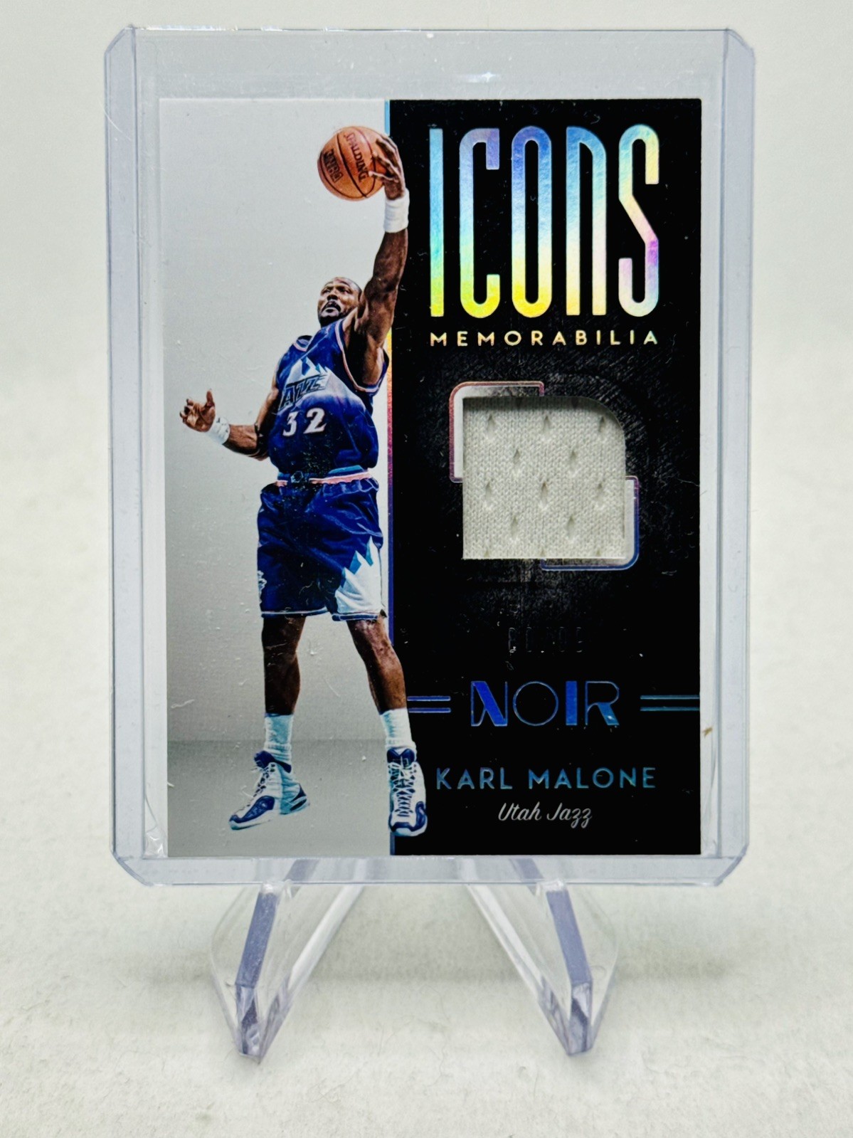 2018-19 noir - icons memorabilia karl malone /99 (mem) game-worn utah jazz