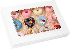 Moretoes 30pcs Cookie Boxes, 16x11x2.5 Inches Auto-Popup Bakery Boxes White 