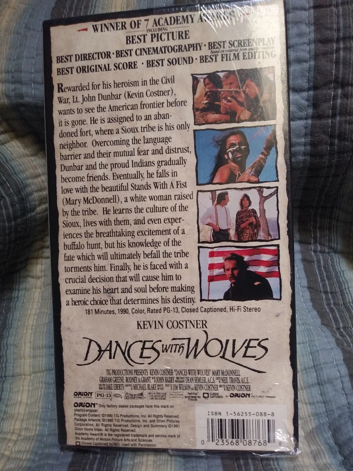 DANCES WITH WOLVES VHS KEVIN COSTNER 8768 GRAHAM GREENE EXCELLENT CONDITION 1990 - Image 2 of 4