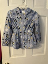 Bluey Cartoon Print Full-Zip Rain Jacket With Hood with Ears Size 7