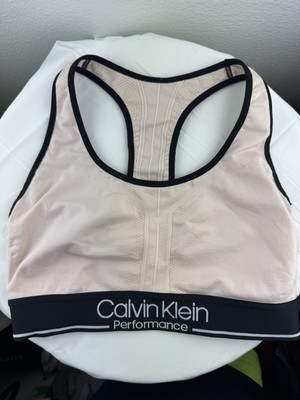 Calvin Klein Preformance Sports Bra Peach Lined In Black Size Medium