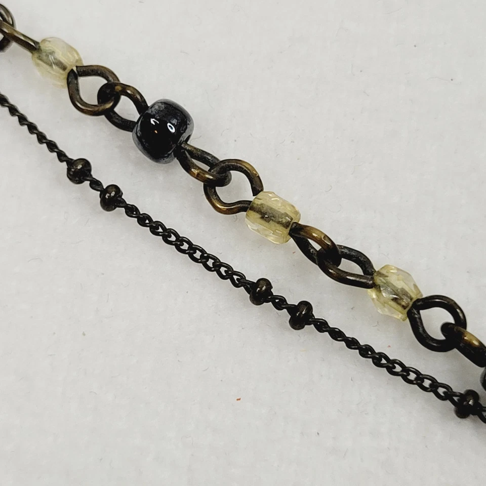 复古雅芳吊坠项链古董黄铜绿色黄色水钻波西米亚 — 第 4/4 张图片