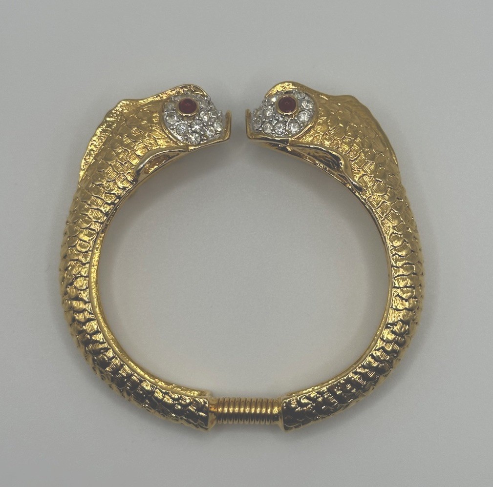 Kenneth Jay Lane KJL Golden Kissing Fish Bangle C… - image 11