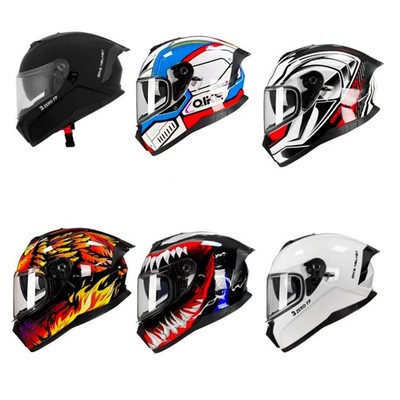 QIKE DOT Certified Full Face Motorcycle Helmet ABS Dual Visor Unisex 4 Sizes NEW
