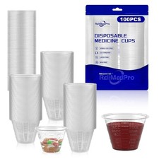 Disposable Medicine Cups Graduated Bulk Pack of 100 1oz 30ml Small Plastic