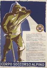 Locandina del Corpo soccorso alpino con una lista di sette raccomandazioni fonda