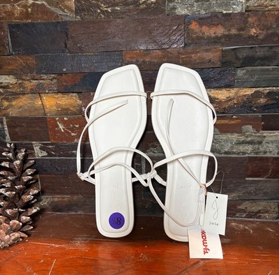 NEW White/Ivory/Cream Strappy Glory Sandals Joie Womens Size 8.5 Flats Gold Clip