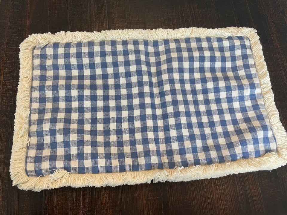 FUNDA DE ALMOHADA SERENA AND LILY PETITE LINO GINGHAM A CUADROS - AZUL FRANCÉS, 21"x12".NUEVA CON ETIQUETAS Foto 4 de 4